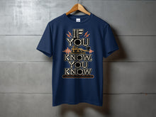Load image into Gallery viewer, Navy t-shirt with "IF YOU KNOW, YOU KNOW" text and vintage telegraph key design.