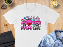 Load image into Gallery viewer, Pink truck with "Nurse Life" text, filled with medical supplies and hearts.