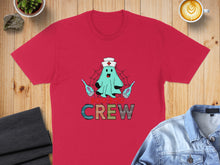 Load image into Gallery viewer, Red t-shirt with "Boo-Boo Crew" text, ghost, and thermometers.