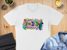 Load image into Gallery viewer, White t-shirt with "One Spooky Nurse" Halloween graphic featuring skeleton, syringe, and nurse.