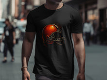 Load image into Gallery viewer, Vibrant Football Helmet Design Black T-shirt