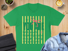 Load image into Gallery viewer, Green t-shirt with inspirational text: You are kind, smart, helpful, grateful, enough, strong, unique, loved.