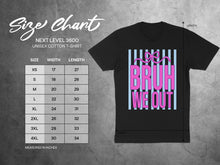 Load image into Gallery viewer, Size chart for Next Level 3600 unisex cotton t-shirt with sizes XS to 4XL.
