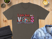 Load image into Gallery viewer, "I like big VEINS" graphic on a t-shirt with leopard print and medical symbols.