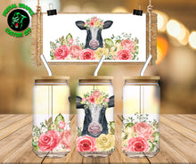 Load image into Gallery viewer, Cow with Pink Flowers UV DTF Wrap #71
