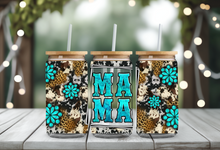 Load image into Gallery viewer, MAMA TEAL LEOPARD AND LIGHTENING UV DTF Wrap