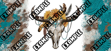 Load image into Gallery viewer, SKULL SUNFLOWER TEAL UV DTF Wrap