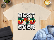 Load image into Gallery viewer, Cream t-shirt with "BEST DAD EVER" text and African map graphic.