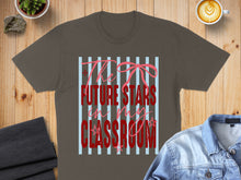 Load image into Gallery viewer, Brown t-shirt with red text "The Future Stars in my Classroom" and pink bow.