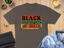 Load image into Gallery viewer, Brown t-shirt with "BLACK no sugar NO CREAM" text and stars.