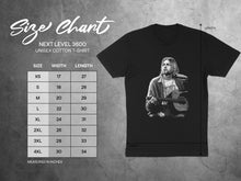 Load image into Gallery viewer, Iconic Guitarist Unisex Cotton T-Shirt Size Chart