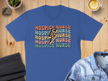 Load image into Gallery viewer, Hospice nurse t-shirt with colorful lightning bolt accents.
