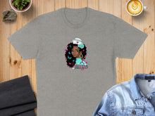 Load image into Gallery viewer, Nurse graphic on a gray t-shirt with floral accents.