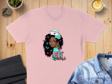 Load image into Gallery viewer, Pink t-shirt with graphic of Black nurse with butterflies and text "Her Nurse".