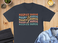 Load image into Gallery viewer, Retro Hospice Nurse lightning bolt graphic t-shirt.