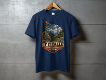 Load image into Gallery viewer, Navy t-shirt with graphic of man operating radio outdoors, text "IF IT FALLS IT WAS TEMPORARY".