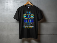 Load image into Gallery viewer, Black t-shirt with FT8 graphic featuring a radio and sound wave display.