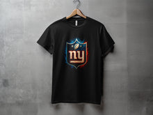 Load image into Gallery viewer, NY Football Shield Logo Graphic Black T-Shirt