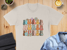 Load image into Gallery viewer, Retro NURSE NURSE NURSE text with floral and leopard print.