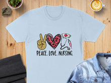 Load image into Gallery viewer, Peace Love Nursing Heart Stethoscope Cap T-Shirt