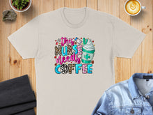 Load image into Gallery viewer, T-shirt graphic with "This Nurse Needs Coffee" and a large latte.