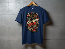 Load image into Gallery viewer, Navy t-shirt with "Chasing DX Full Throttle Long Distance" graphic.