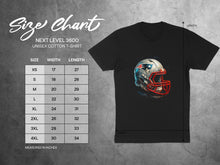 Load image into Gallery viewer, American Football Helmet Graphic T-shirt Unisex Size Chart