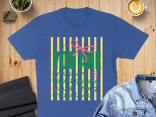 Load image into Gallery viewer, Blue t-shirt with "YOU ARE ENOUGH" in green lettering and a pink ribbon.