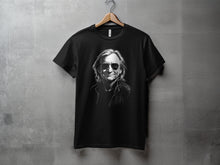 Load image into Gallery viewer, Black T-shirt Featuring Iconic Portrait Print Design