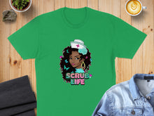 Load image into Gallery viewer, Green t-shirt with illustration of a nurse with butterflies.