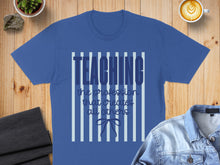 Load image into Gallery viewer, Blue t-shirt with white text "Teaching, the profession that creates all others".
