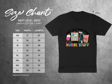 Load image into Gallery viewer, Size chart for a unisex cotton t-shirt with measurements in inches.