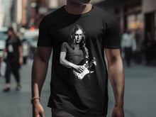 Load image into Gallery viewer, Black T-shirt with Guitarist Print Design Shirt