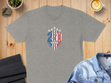 Load image into Gallery viewer, Grey t-shirt with "250" and "1776-2026" in patriotic design.
