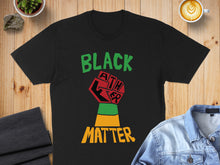 Load image into Gallery viewer, Black Panther slogan t-shirt with raised fist graphic.