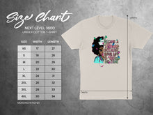 Load image into Gallery viewer, Next Level 3600 t-shirt size chart with "Became a Nurse" graphic.
