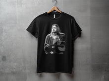 Load image into Gallery viewer, Iconic Black and White Guitarist Portrait T-Shirt