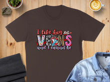 Load image into Gallery viewer, Brown t-shirt with "I like big VEINS" text design and stethoscope graphic.