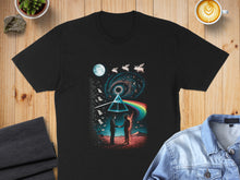 Load image into Gallery viewer, Psychedelic Moon Rainbow and Flying Pigs T-Shirt