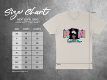 Load image into Gallery viewer, Unisex t-shirt size chart with dimensions and Registered Nurse graphic.