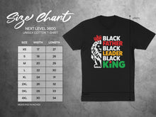 Load image into Gallery viewer, Next Level 3600 unisex cotton t-shirt size chart with measurements.