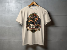 Load image into Gallery viewer, T-shirt graphic with two men operating ham radio gear, text "THE ELMER PASSING THE SIGNAL ON".