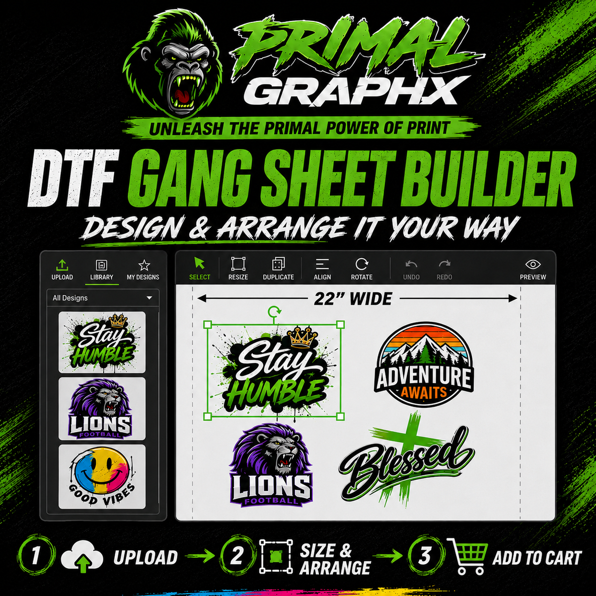 Custom DTF Gang Sheet Builder | Primal Graphx
