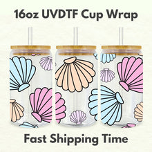 Load image into Gallery viewer, Seashells 16oz UVDTF Cup Wrap *Physical Transfer* UV DTF Transfers, Summer Cup Wrap Transfers, Ready to Ship uvdtf 0005