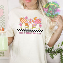 Load image into Gallery viewer, Take it One Day at a Time Mushroom Retro Groovy DTF Transfer Ready to Press Retro DTF Transfer Groovy Mushroom Disco Shirt Transfer D0027