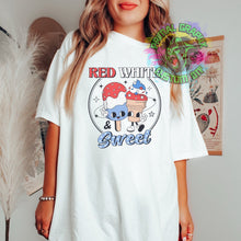 Load image into Gallery viewer, Red White and Sweet 4th of July Retro DTF Transfer Ready to Press DTF Transfer Patriotic Summer dtf apparel transfer D0029