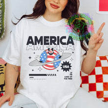 Load image into Gallery viewer, Smiley Y2K 4th of July Retro DTF Transfer Ready to Press DTF Transfer Patriotic Summer dtf apparel transfer D0033