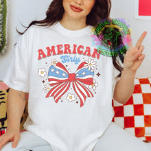 Load image into Gallery viewer, Coquette 4th of July DTF Transfer Ready to Press DTF Transfer America Girly Bow Retro 4th of July Tshirt Transfer D0037