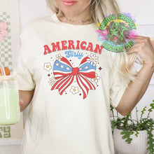 Load image into Gallery viewer, Coquette 4th of July DTF Transfer Ready to Press DTF Transfer America Girly Bow Retro 4th of July Tshirt Transfer D0037