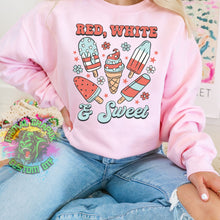 Load image into Gallery viewer, Retro 4th of July Ready to Press DTF Transfer, Patriotic DTF Transfers, Red White and Sweet DTF Transfer, Fourth of July Apparel dtf D0003